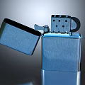 Shiny Metal Lighter Open Design With Reflective Surface And Smooth Finish 3d model