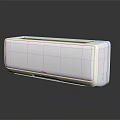 White Modern Air Conditioner Featuring Sleek Design And Blue Accent Line For Home Use