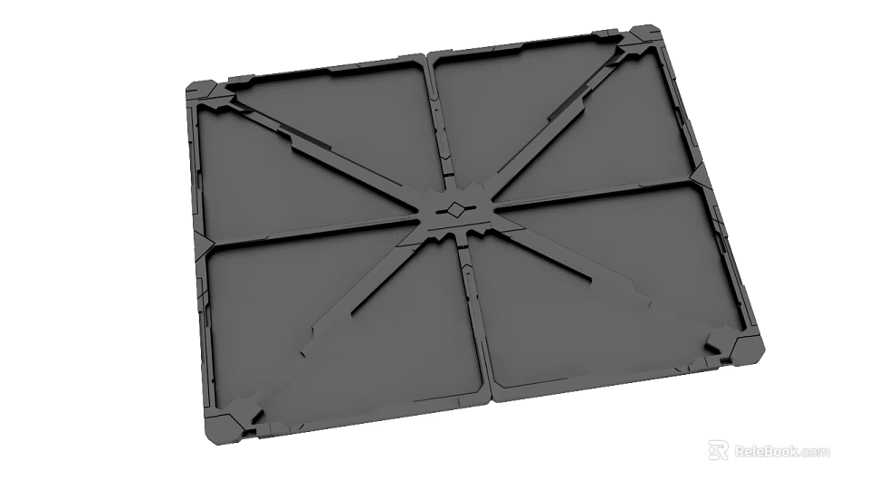 Gray Plastic Storage Pallet With Divided Sections And Structural Design 3d model 