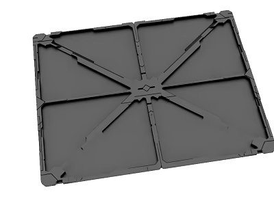 Gray Plastic Storage Pallet With Divided Sections And Structural Design 3d model