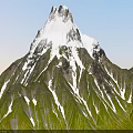 Scenic Mountain Terrain With Snow Capped Peaks And Sunlit Green Slopes