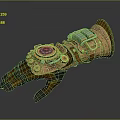 Steampunk Character Wearing Mechanical Glove With Brass Gears Clock And Leather Straps