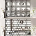Modern Glass Block and Brick Wall Design with Decorative Accents and Green Plant