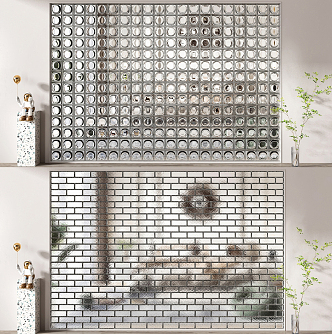 Modern glass brick glass brick partition 3d model