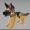 Polygonal German Shepherd Dog 3D Model with Geometric Shapes and Modern Low Poly Design