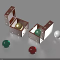 Open Wooden Jewelry Boxes With Gold Green Red Pearl Gemstone Balls Inside