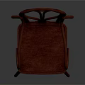 Elegant Stylish Red Wooden Chair With Curved Backrest Armrest And Upholstered Seat