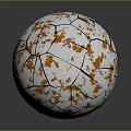 White And Orange Soccer Ball With Cracked Black Lines And Textured Surface