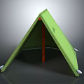 Kids Green Triangular Playhouse Furniture with Wooden Pole Support and White Base Feet