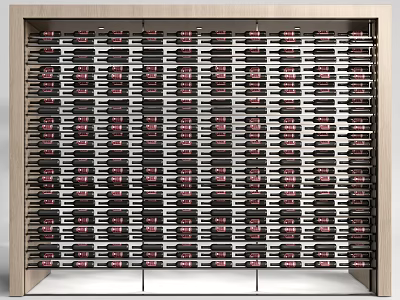 Modern Wine Cabinet With Wooden Frame And Metal Shelves For Organized Wine Bottle Storage 3d model