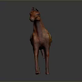 Realistic Orange Horse Model With Blue Saddle And Gray Background Decor