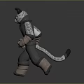 3D Anthropomorphic Snow Leopard Character Model With Spotted Fur Black Ears And Running Pose