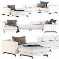 Modern Living Room Sectional Sofa With White Upholstery Brown Pillows And Soft Throw Blanket