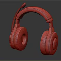 Red And Black Over Ear Headphones With Built in Microphone And Gear Logo Design