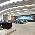 Modern Control Room With Multiple Monitors Large Display And Workstations Setup 3d model