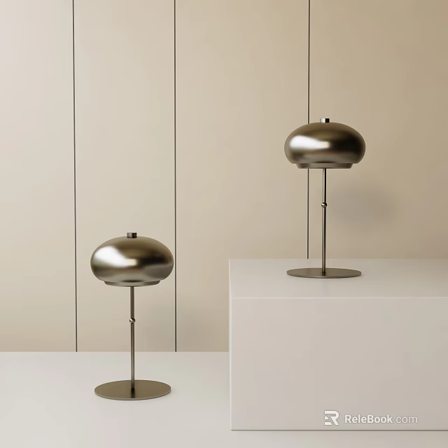 Modern Minimalist Metal Lighting Combination Featuring Two Lamps On White Countertop And Light Colored Wall 3d model 