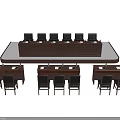Wooden Conference Table Design With Multiple Chairs And Computer Monitors In Meeting Room