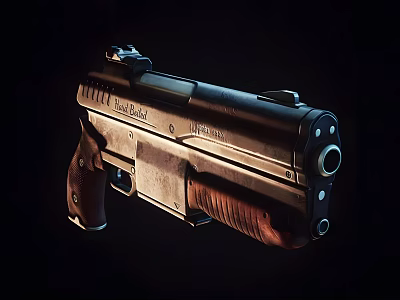 Classic 1911 Pistol With Detailed Metal Finish And Wooden Grip Design 3d model