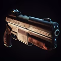 Classic 1911 Pistol With Detailed Metal Finish And Wooden Grip Design
