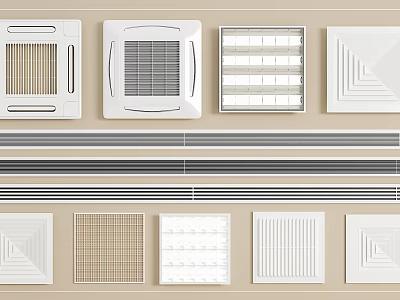 Decorative Air Conditioner Vents Featuring Various Grille Patterns And Modern Designs 3d model