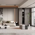 Modern Living Room Interior With Beige Sofa Coffee Table Decorative Art And Floor Lamp