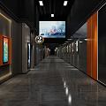 Modern Cinema Interior With Welcome Sign Movie Posters Ticket Machines And Film Reality Dream Slogan