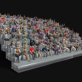 Crowd of Diverse People Figurines in Staircase Tiered Display Setup with Various Poses and Outfits