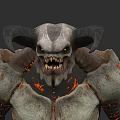 Game Movie Character With Horned Skeleton Head Rocky Body And Orange Lava