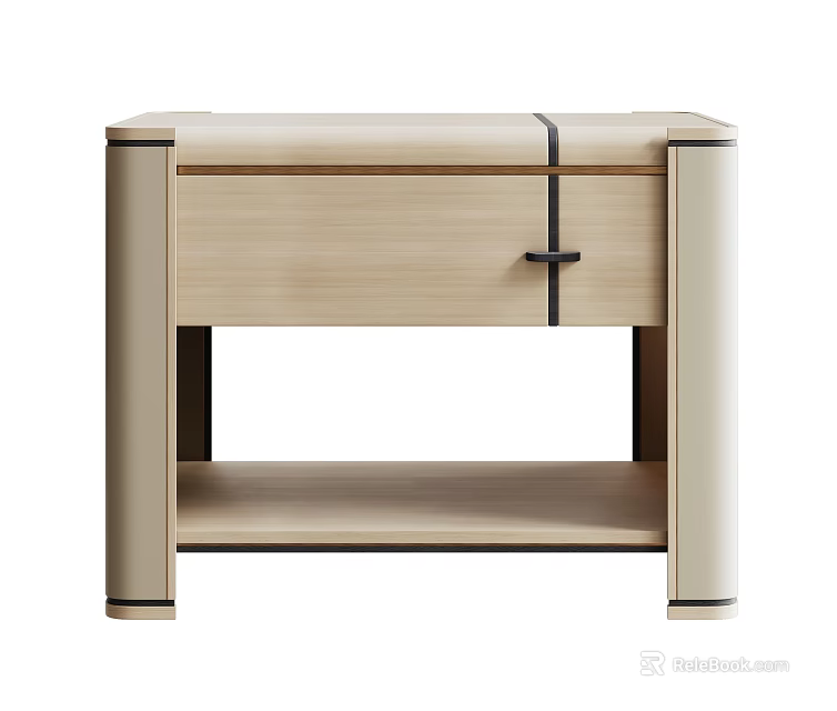 Modern Light Wood Console Table With Sleek Design And Lower Open Shelf 3d model