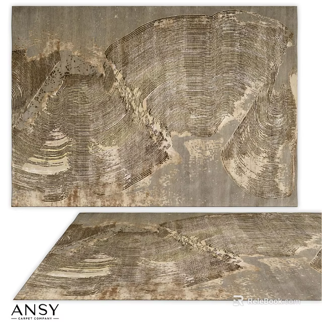 Modern Square Rug Featuring Abstract Texture And Neutral Beige Gray Brown Tones 3d model 