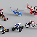 Colorful Building Block Toy Collection With Cars Helicopters Motorcycles For Kids Play