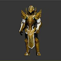 Golden Mythical Armor With Intricate Winged Details And Ornate Patterns