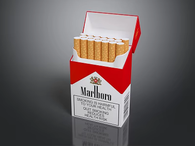 Marlboro Open Cigarette Pack With Filtered Cigarettes Inside 3d model