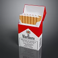 Marlboro Open Cigarette Pack With Filtered Cigarettes Inside 3d model