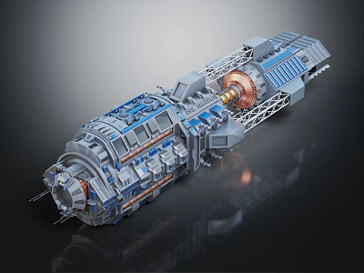 Futuristic Spacecraft Engine Structure With Intricate Metallic Components For Space Exploration 3d model