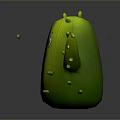 Cute Green Cartoon Cactus Character With Big Eyes And Open Mouth