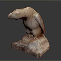Artistic Standing Bird Sculpture Carved From Marble With Detailed Stone Base