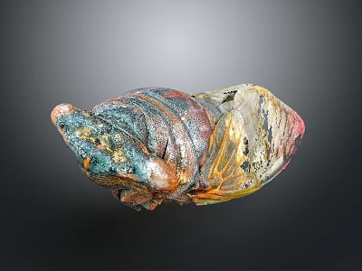 Colorful Animal Creature With Vibrant Blue Red Yellow And Orange Body Texture Design 3d model