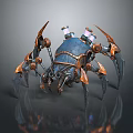 Steampunk Mechanical Spider Creature With Blue Body Copper Accents And Metallic Legs