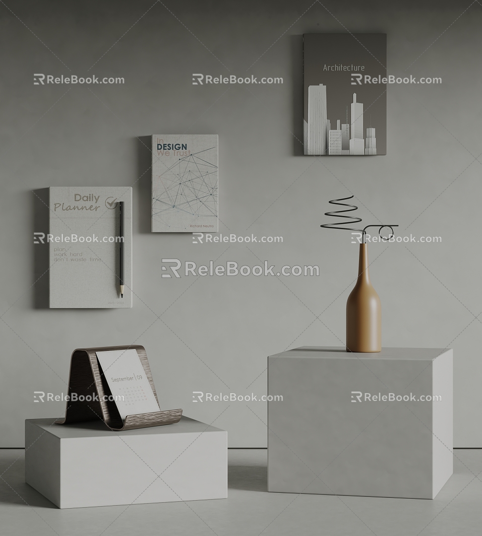 Modern German Schramm Book Ornaments Book Combination Office Supplies Books and Magazines Decorations Ornaments 3d model