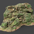 Earthy Stacked Stone Structure Adorned With Lush Green Moss And Natural Texture