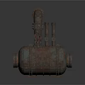Rusty Industrial Equipment With Metal Pipes Valves And Cylindrical Tank