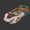 Sleek White And Red Convertible Supercar With Rear Spoiler And Sporty Aerodynamic Design