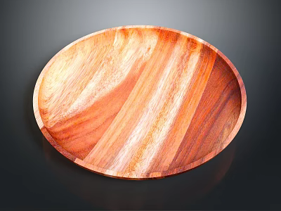 Oval Wooden Tray With Natural Brown Wood Grain And Smooth Surface 3d model