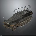 Military Vehicle With Tracks And Wheels Vintage Design Metal Frame Top