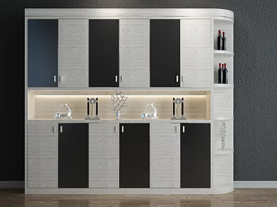 Modern Stylish Shoe Cabinet With Wooden Black Doors LED Lighting And Decorative Accents 3d model