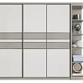 Modern Wardrobe Designs Featuring Sliding Doors And Side Shelves With Decorative Items