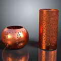 Copper Perforated Household Items Spherical And Cylindrical Containers With Geometric Patterns