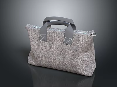 Modern Textured Fabric Handbag With Grey Handles And Square Accents 3d model