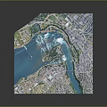 Deer In Urban 3D Model Green Area Near Blue Water And River